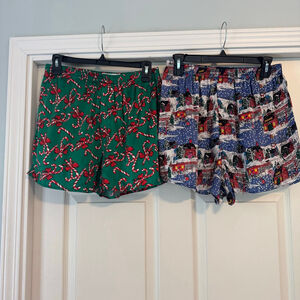 Max Deco Silk Pajama Shorts Boxers M Christmas - Lot of 2